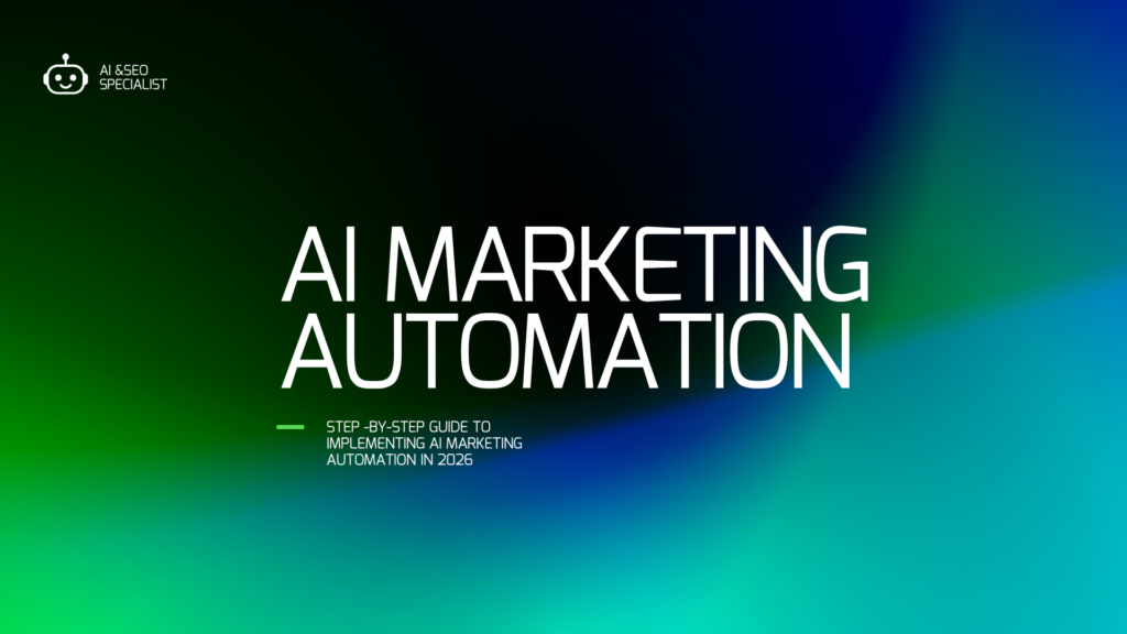 Step-by-Step Guide to Implementing AI Marketing Automation in 2026 blue and green modern workflow automation presentation
